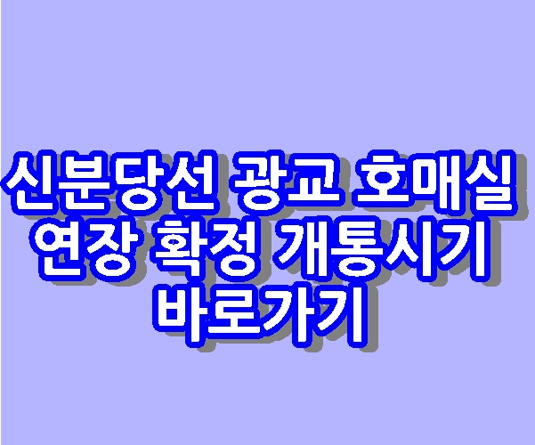 신분당선 광교 호매실 연장 확정 개통시기 바로가기