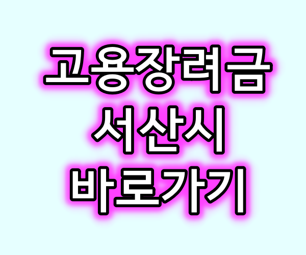 고용장려금 서산시 지원 대상 조건 바로가기
