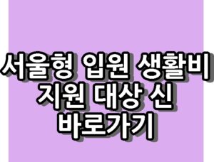 서울형 입원 생활비 지원 대상 신청 바로가기