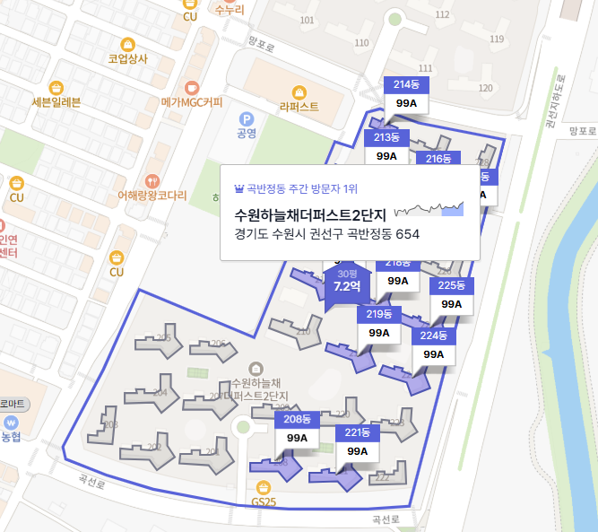 수원하늘채더퍼스트2단지 1단지 비교